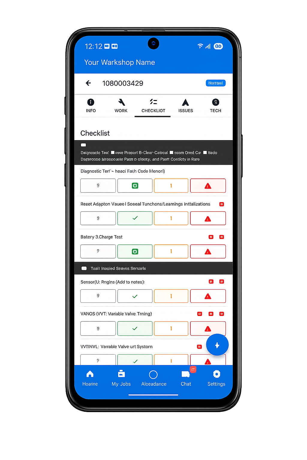 Flow5 mobile app checklist on a phone